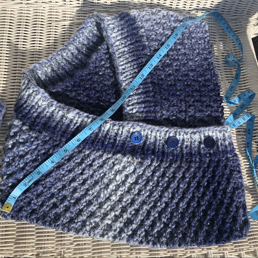 Ombre blue scarf and hat set.  Warm, Cozy, Unique - Picture 6 of 9